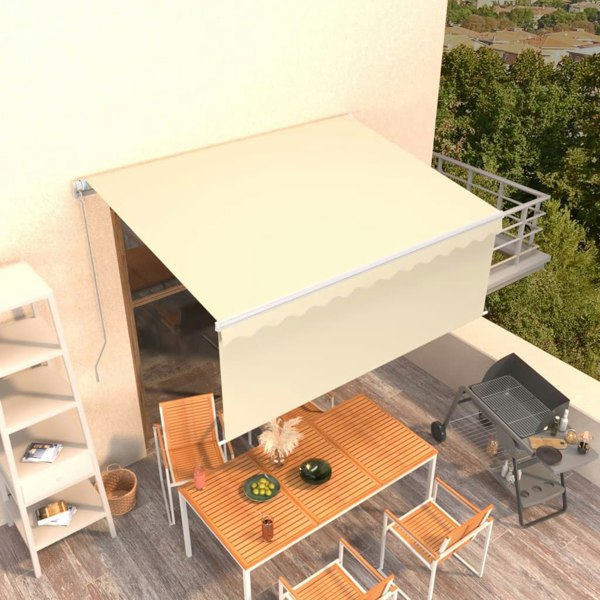 Berkfield Manual Retractable Awning with Blind 3x2.5m Cream