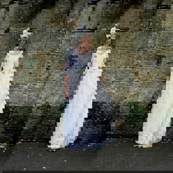 girl wearing bridal dress