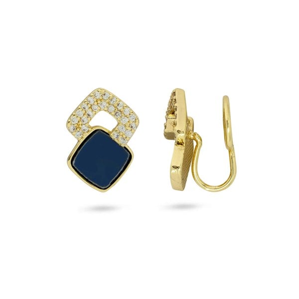 Gold Trip Crystal Art Deco Clip On Earrings