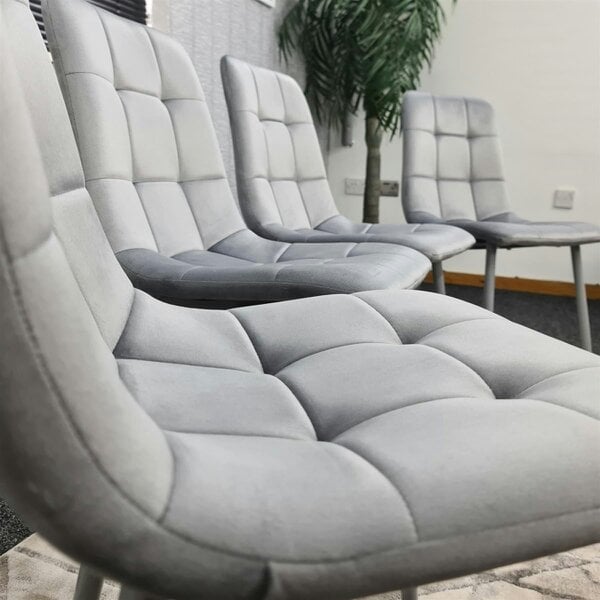 Kosy Koala Dining Chairs Set of 4 Grey Velvet Kitchen Chairs