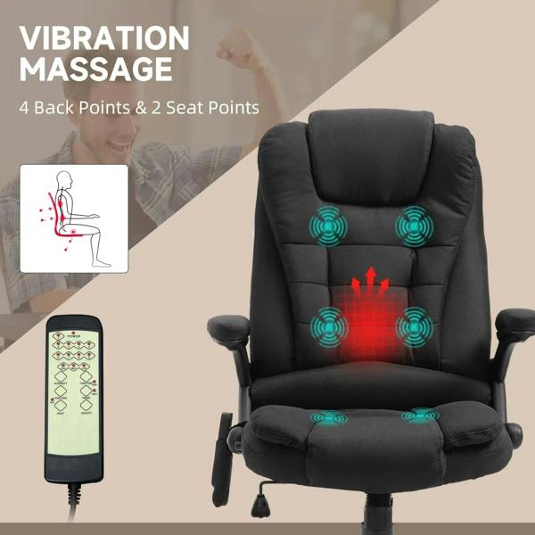 Black padded backrest massage recliner chair with armrests and round massage node graphics