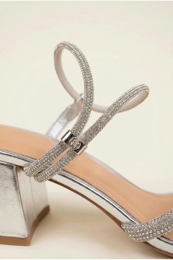 Constance Metallic Block Heel Sandals | colour:SILVER