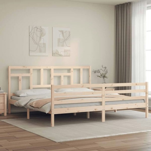 Berkfield Bed Frame with Headboard 200x200 cm Solid Wood