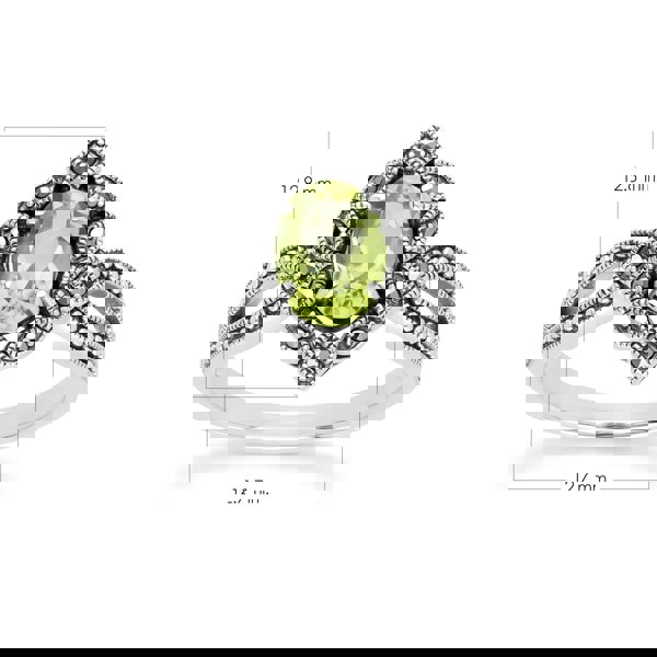 Gemondo Art Deco Style Oval Peridot & Marcasite Ring in Sterling Silver