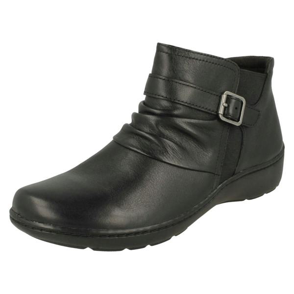 Clarks Ladies Clarks Buckle Detailed Ankle Boots Cora Rouched
