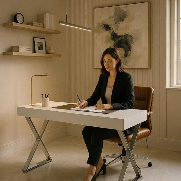 Centurion Supports ADONIS Gloss White and Chrome Legs Ergonomic Home Office Luxury Modern Desk