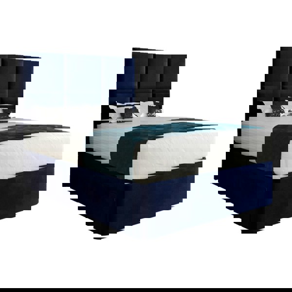 Casa Magna Caprio Upholserted Floorstanding Headboard With Divan Bed Frame - Blue