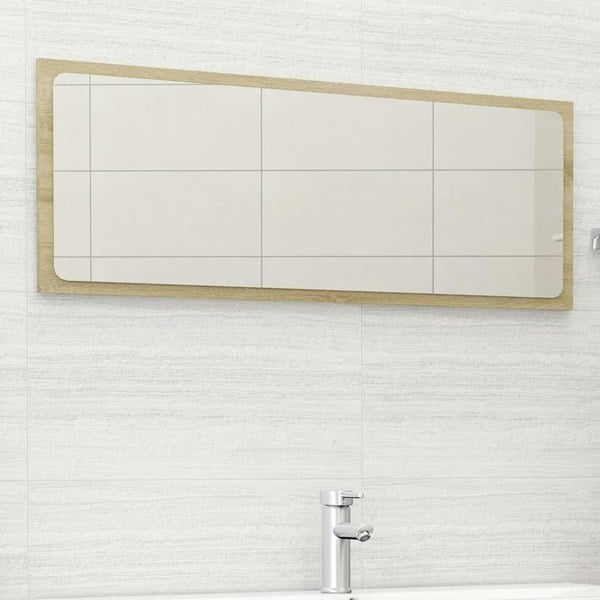 Berkfield Bathroom Mirror Sonoma Oak 100x1.5x37 cm Engineered Wood