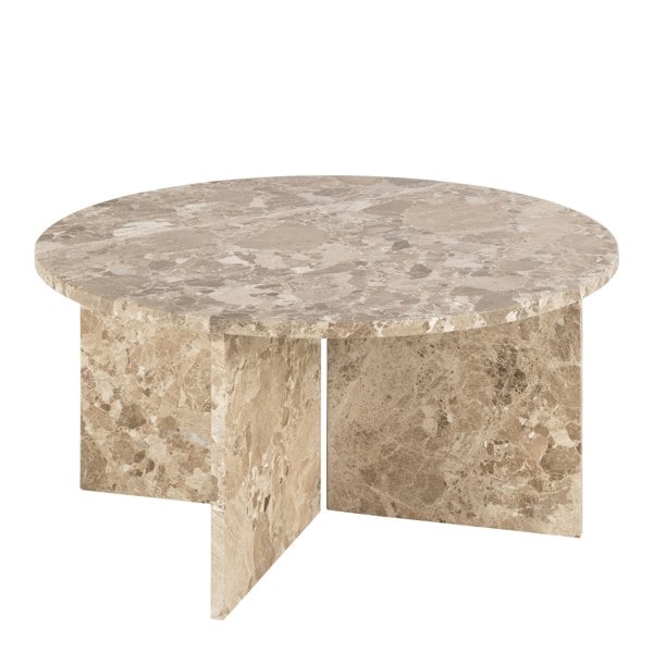 Furniture To Go Vega Round Coffee Table with Brown Marble Top 90cm