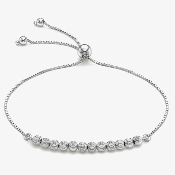 T. H. Baker 9ct White Gold Adjustable Box Chain Bracelet 5.29.7399