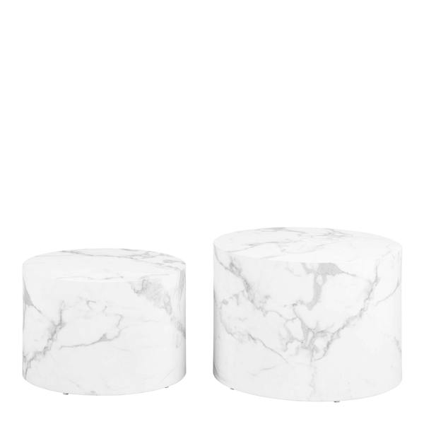 Wyld Haus Set of 2 Lille White Marble Effect Round Coffee Table