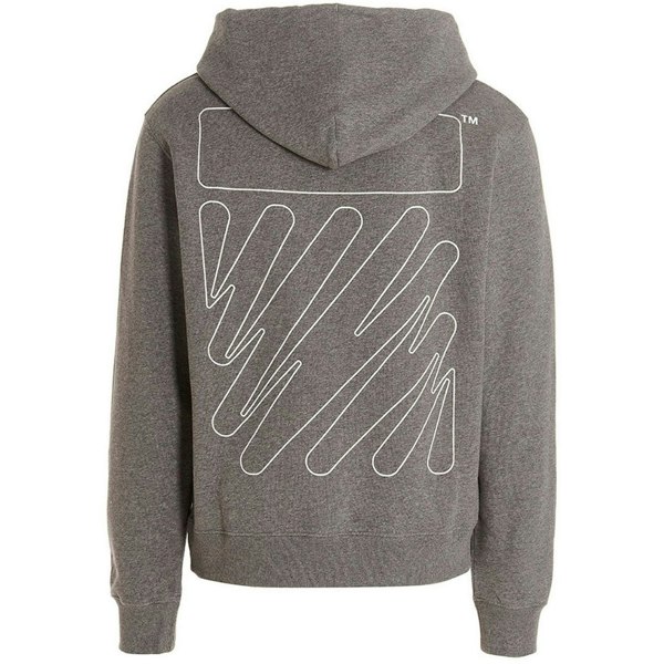 Off-White Wave Outline Diag Design Slim Hoodie - Grey