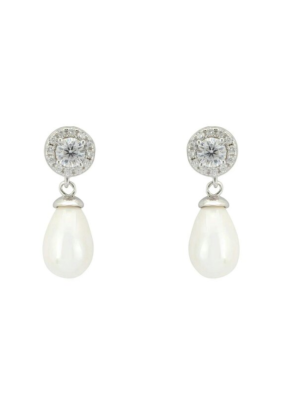 Latelita Timeless Pearl Teardrop Earrings Silver