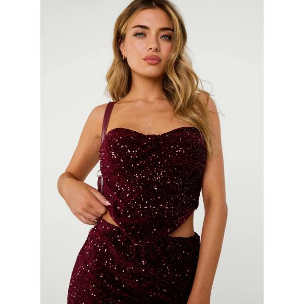 Pink Vanilla Velvet Sequin Bra Cup Bustier