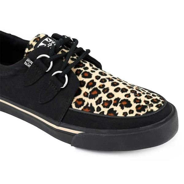 TUK Footwear TUK Pointed Creeper Sneaker Black Leopard Canvas Platform Shoes - A9180
