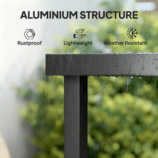 78 cm Garden Dining Table for 4 People, Square Outdoor Coffee End Side Table with Aluminium Legs, Black