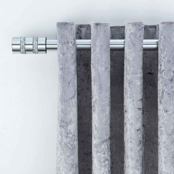 A.Unique Home Diamante Barrel Extendable Curtain Pole (25/28mm) (Nickel,120cm - 220cm)