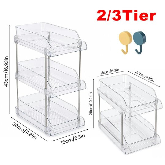 Havendro Clear Plastic Drawer Organizer CD DVD Storage Rack with Smooth Pull Out Drawers