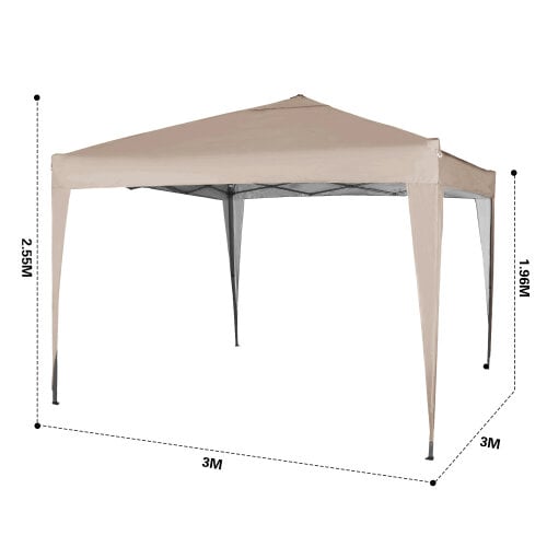 3x3m Pop up Gazebo Outdoor Patio Canopy Tent Beige 7