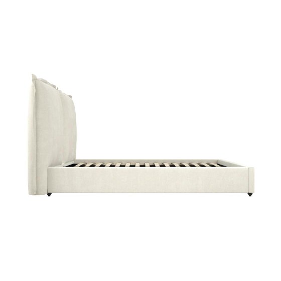 Wyld Haus Wexford Ivory Linen Upholstered 4ft6 Double Bed Pillow Headboard