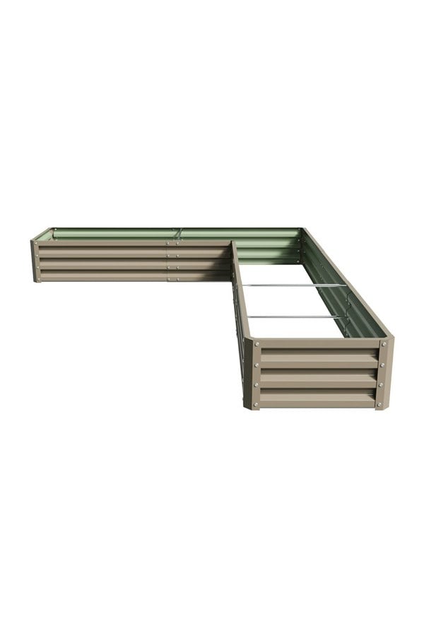 Living and Home L-Shaped Galvanized Steel Raised Garden Bed