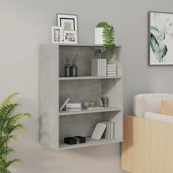 Berkfield Hanging Wall Cabinet Concrete Grey 69.5x32.5x90 cm