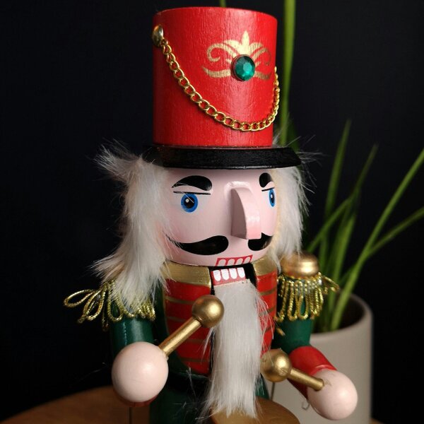 Samuel Alexander 30cm Musical Christmas Drummer Wooden Nutcracker Decoration