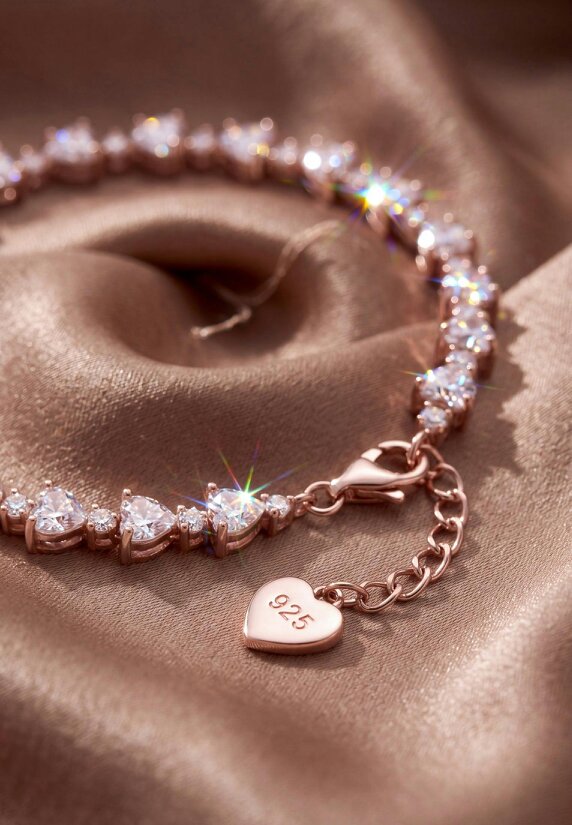 Latelita Asscher Cut Heart Tennis Bracelet Moissanite Silver