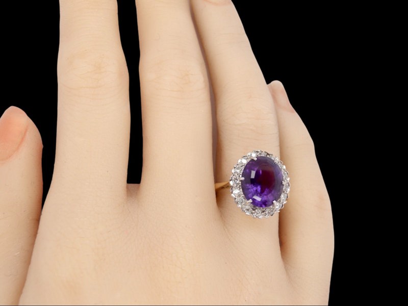  fine Amethyst and Diamond  Ring