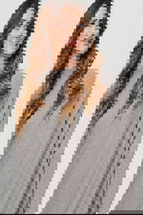 Grey | High Neck Batwing Sleeve Relaxed Jumper
