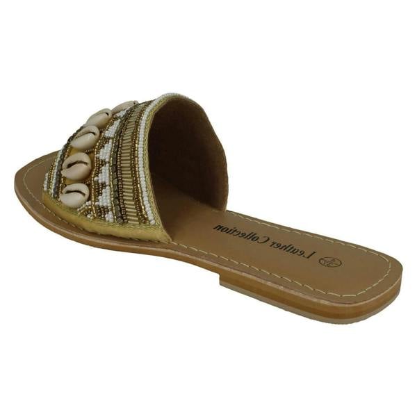 Leather Collection Ladies Leather Collection Beaded Mules F00311