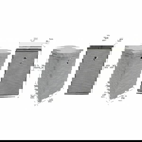 JVL Serena Foldable Fabric Storage Cube with Lid for Bedroom and Living Room Storage, Light Grey