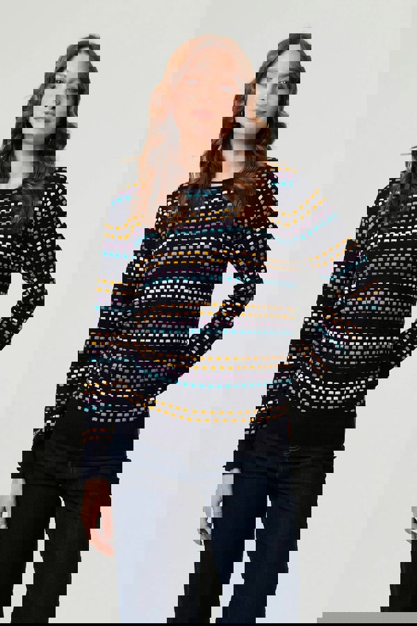 Purple | Geo Print Long Sleeve Slim Jumper
