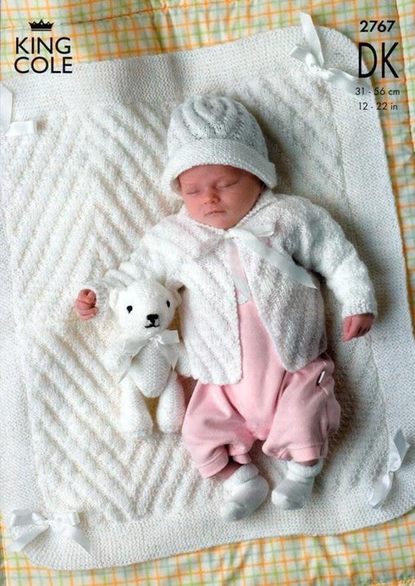 King Cole Baby Knitting Pattern 2767, Headwear, Jackets, Sweaters for Baby, Premature - 18 Months - Intermediate