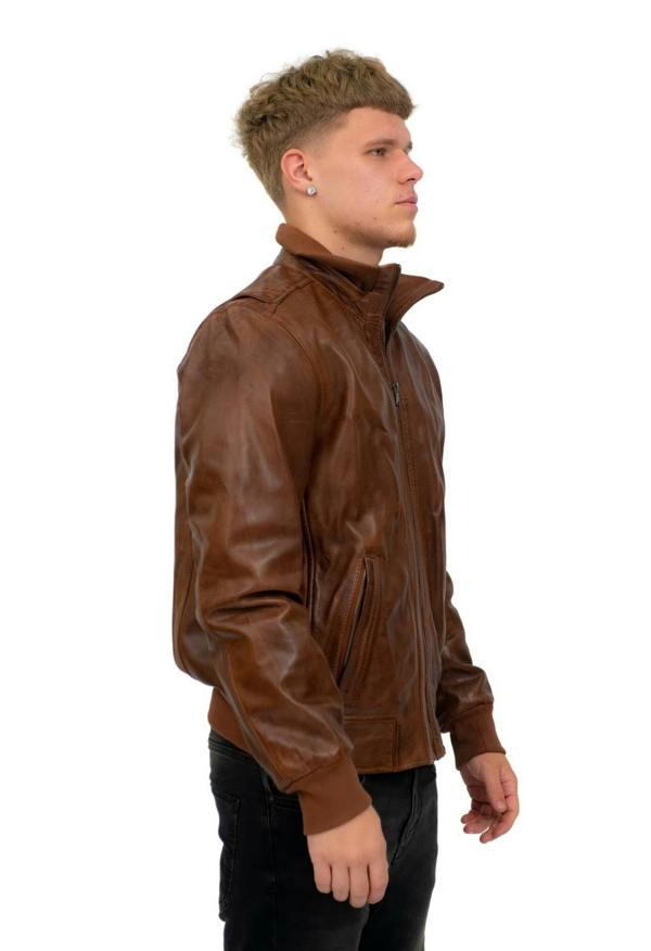 Infinity Leather Mens Leather Varsity Bomber Jacket-Adana