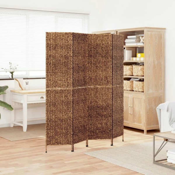 Berkfield Room Divider 4-Panel Brown 163x180 cm Water Hyacinth