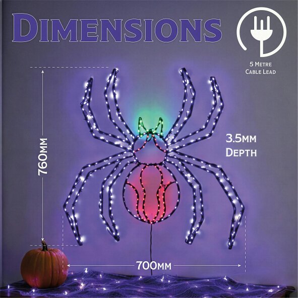Scotts of Stow Fxlab Multicolour Micro LED Metal Silhouette Spider Outdoor Timer
