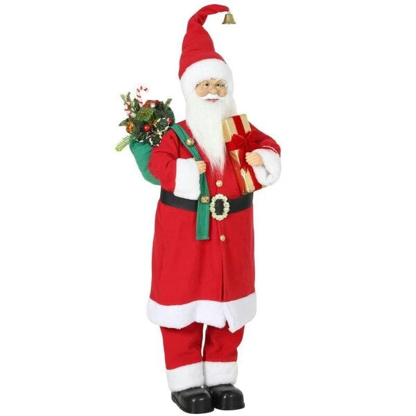 Bobobiy 4ft Singing Dancing Santa Claus, Standing Christmas Animated Santa Figure with Gift and Sack, Sound/Touch Activated