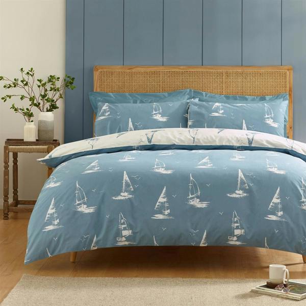 Salcombe Boats Soft Blue Duvet Cover Set