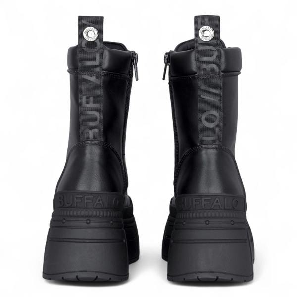 Buffalo Womens Black Chunky Platform Front Zip High Ankle Combat Boots - Gospher