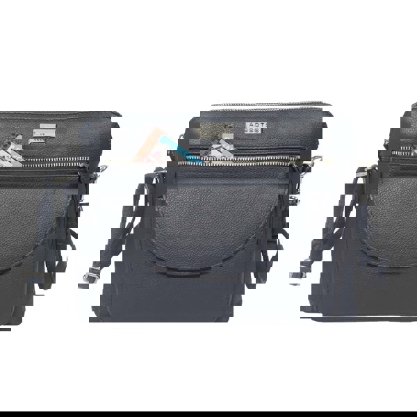 Assots London 'JEAN' Navy Real Soft Pebble Grain Leather Crossbody Bag