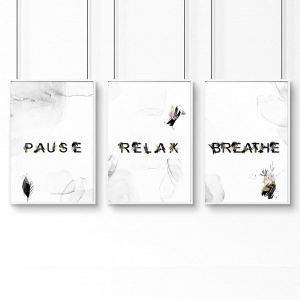 Wall art in bathroom | set of 3 Relaxing art prints