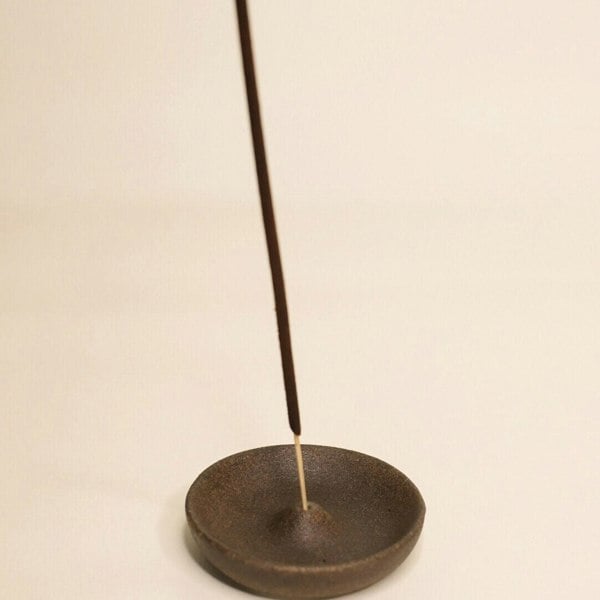 Moon incense holder white black ceramic handcrafted artisan set