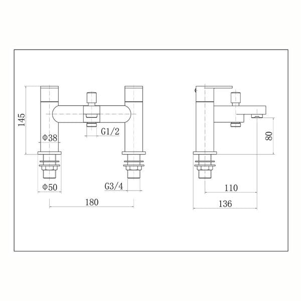 Flode Roxen | Bath Filler Mixer Tap | Chrome