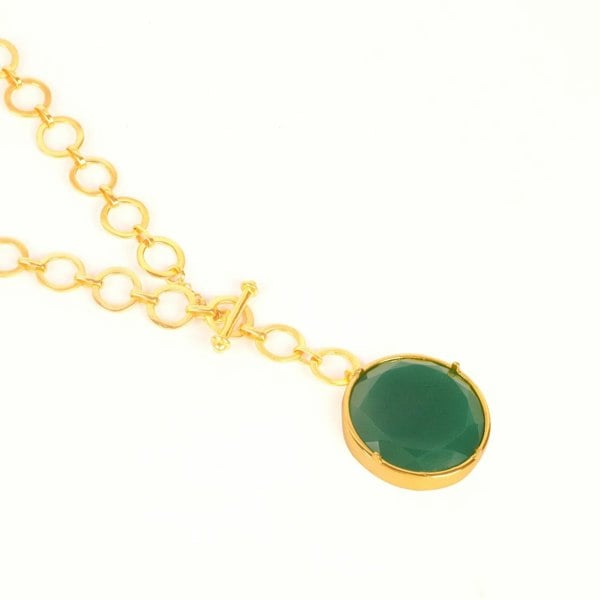 Lila Rasa Emerald Green Crystal Pendant With Loop Chain & T-Lock