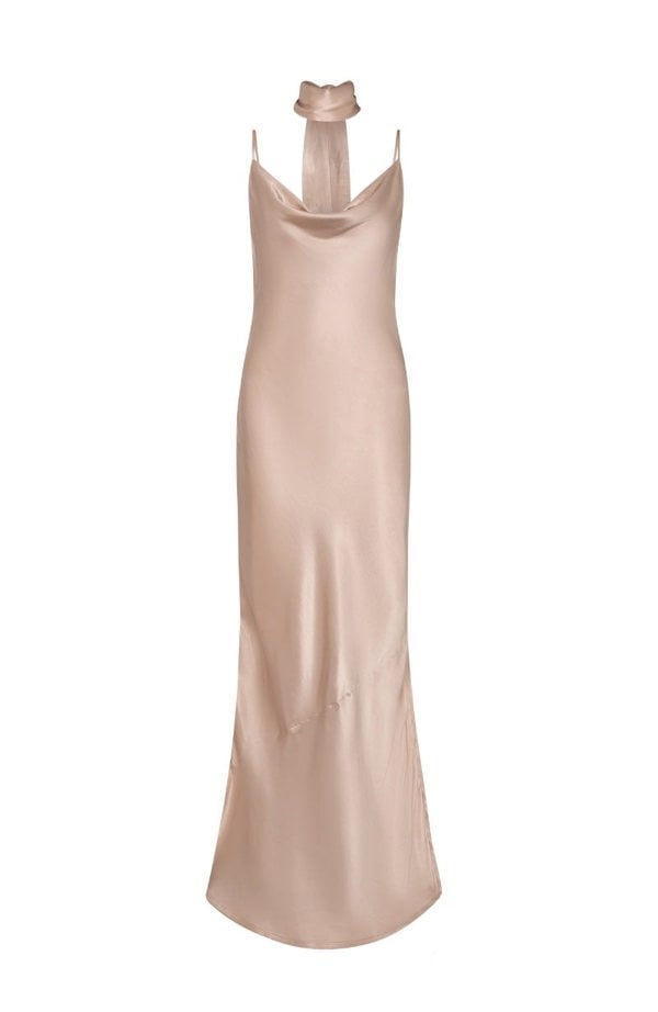 Rewritten London Pollenca Dress in Champagne Satin