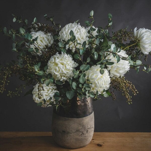 Wyld Haus Set of 3 Artificial Flowers Large White Chrysanthemum Stems