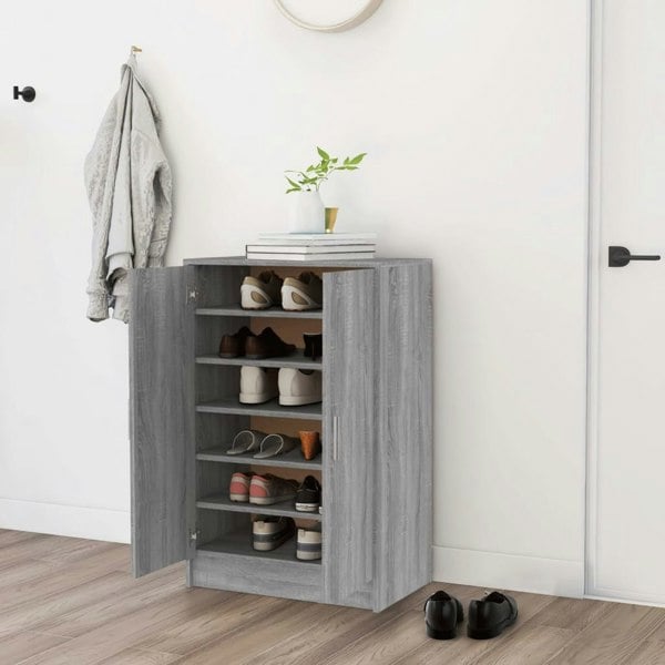 Berkfield Shoe Cabinet Grey Sonoma 60x35x92 cm Engineered Wood
