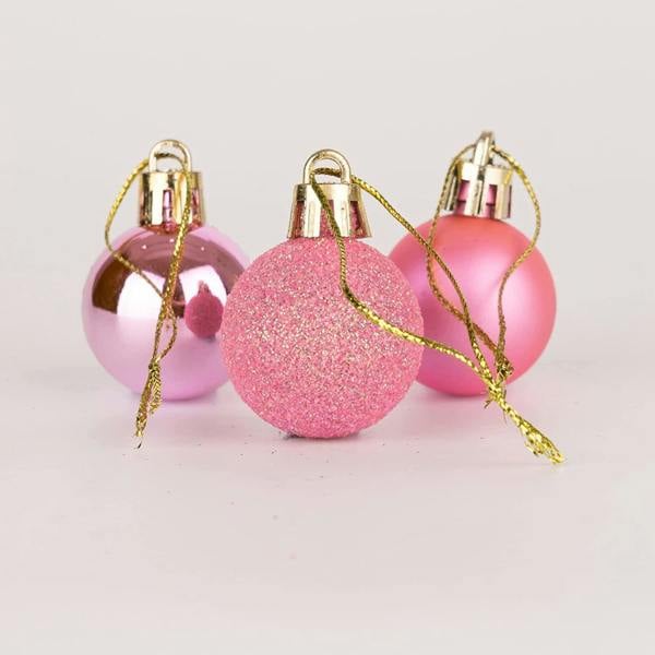Pink Shatterproof Christmas Baubles 3cm Pack Sizes for Trees, Garlands and Seasonal Decorating image 1