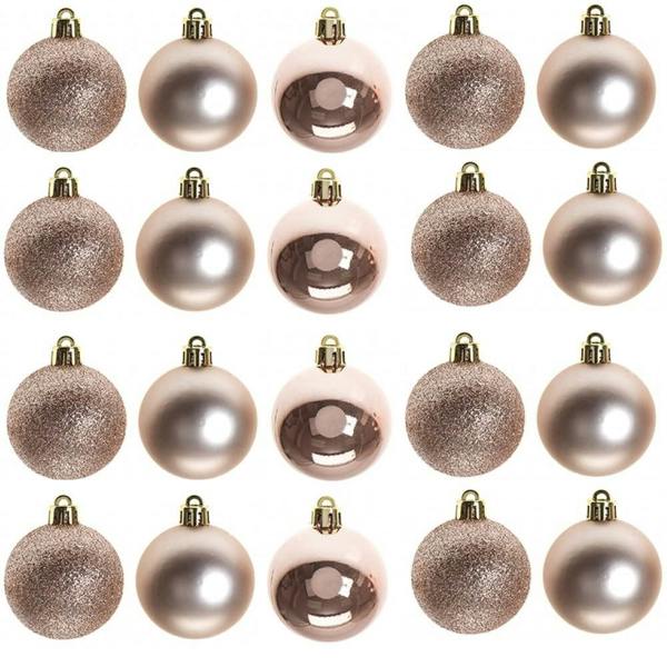 Shatterproof Rose Gold Christmas Baubles 5cm Pack Sizes for Tree and Seasonal Decorating image 1